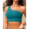 imageHolipick Women One Shoulder Bikini Tops Only Bathing Suit Top Sports Bra Swim Tops Longline Crop Top for Teen GirlsTeal 1