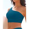imageHolipick Women One Shoulder Bikini Tops Only Bathing Suit Top Sports Bra Swim Tops Longline Crop Top for Teen GirlsTeal