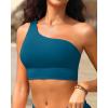 imageHolipick Women One Shoulder Bikini Tops Only Bathing Suit Top Sports Bra Swim Tops Longline Crop Top for Teen GirlsTeal