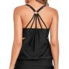 imageHolipick Womens Blouson Tankini Tops Only Tummy Control Swimsuit Top with Racerback No BottomBlack