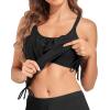 imageHolipick Womens Blouson Tankini Tops Only Tummy Control Swimsuit Top with Racerback No BottomBlack