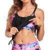 imageHolipick Womens Blouson Tankini Tops Only Tummy Control Swimsuit Top with Racerback No BottomBlack Pink
