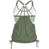 imageHolipick Womens Blouson Tankini Tops Only Tummy Control Swimsuit Top with Racerback No BottomGreen Striped