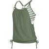 imageHolipick Womens Blouson Tankini Tops Only Tummy Control Swimsuit Top with Racerback No BottomGreen Striped