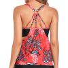 imageHolipick Womens Blouson Tankini Tops Only Tummy Control Swimsuit Top with Racerback No BottomRed Floral
