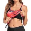 imageHolipick Womens Blouson Tankini Tops Only Tummy Control Swimsuit Top with Racerback No BottomRed Floral