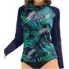 imageHolipick Womens Swim Shirt Long Sleeve Swim Top Sun Protection Swimwear Rash Guard Top OnlyGreen Leaf