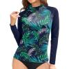 imageHolipick Womens Swim Shirt Long Sleeve Swim Top Sun Protection Swimwear Rash Guard Top OnlyGreen Leaf