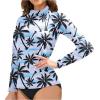 imageHolipick Womens Swim Shirt Long Sleeve Swim Top Sun Protection Swimwear Rash Guard Top OnlyPalm Tree
