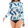 imageHolipick Womens Swim Shirt Long Sleeve Swim Top Sun Protection Swimwear Rash Guard Top OnlyWhite Leaf