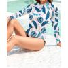 imageHolipick Womens Swim Shirt Long Sleeve Swim Top Sun Protection Swimwear Rash Guard Top OnlyWhite Leaf