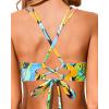 imageHolipick Womens Twist Front Bikini Tops  Push Up Bathing Suit Top Padded Swimsuit TopBlack Flower