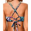 imageHolipick Womens Twist Front Bikini Tops  Push Up Bathing Suit Top Padded Swimsuit TopBlue Leaves