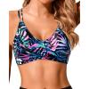 imageHolipick Womens Twist Front Bikini Tops  Push Up Bathing Suit Top Padded Swimsuit TopBlue Leaves