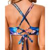 imageHolipick Womens Twist Front Bikini Tops  Push Up Bathing Suit Top Padded Swimsuit TopBlue and Flower