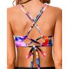 imageHolipick Womens Twist Front Bikini Tops  Push Up Bathing Suit Top Padded Swimsuit TopColorful Floral