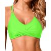 imageHolipick Womens Twist Front Bikini Tops  Push Up Bathing Suit Top Padded Swimsuit TopNeon Green