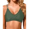 imageHolipick Womens Twist Front Bikini Tops  Push Up Bathing Suit Top Padded Swimsuit TopOlive Green