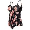 imageHolipick Black Floral Women Tankini Tops Ruffle Swim Tops Flowy Bathing Suit Top Tummy Control Swimsuits Top No Bottom S