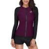 imageHolipick Women 2 Piece Long Sleeve Rash Guard Swimsuit Sun Protection Bathing Suit Zip up Swim Shirt with ShortsPurple