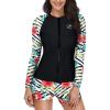 imageHolipick Women 2 Piece Long Sleeve Rash Guard Swimsuit Sun Protection Bathing Suit Zip up Swim Shirt with ShortsRed Floral
