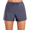 imageHolipick Women High Waisted Swim Shorts Tummy Control Board Shorts Bathing Suit Shorts Swim Boy Shorts Swimsuit ShortsGrey