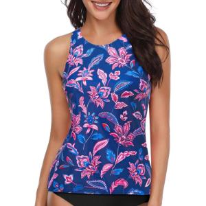 imageHolipick High Neck Tankini Top Bathing Suit Tops for Women Tummy Control Tank Tops SwimsuitsPurple Paisley