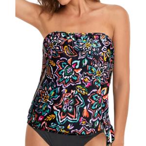 imageHolipick Strapless Tankini Tops for Women Swimwear Top ONLY Bandeau Bathing Suit Blouson Swimsuit No BottomColorful Paisley