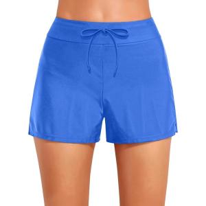 imageHolipick Women High Waisted Swim Shorts Tummy Control Board Shorts Bathing Suit Shorts Swim Boy Shorts Swimsuit ShortsBlue