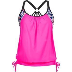 imageHolipick Womens Blouson Tankini Tops Only Tummy Control Swimsuit Top with Racerback No BottomPink
