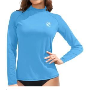 imageHolipick Womens Swim Shirt Long Sleeve Swim Top Sun Protection Swimwear Rash Guard Top OnlyBlue