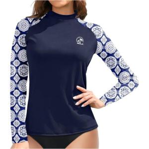 imageHolipick Womens Swim Shirt Long Sleeve Swim Top Sun Protection Swimwear Rash Guard Top OnlyNavy Blue
