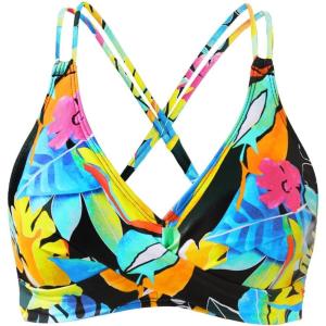imageHolipick Womens Twist Front Bikini Tops  Push Up Bathing Suit Top Padded Swimsuit TopBlack Flower