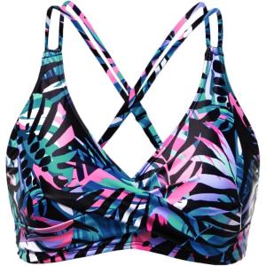 imageHolipick Womens Twist Front Bikini Tops  Push Up Bathing Suit Top Padded Swimsuit TopBlue Leaves
