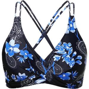 imageHolipick Womens Twist Front Bikini Tops  Push Up Bathing Suit Top Padded Swimsuit TopBlue Paisley