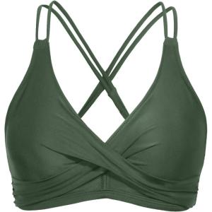 imageHolipick Womens Twist Front Bikini Tops  Push Up Bathing Suit Top Padded Swimsuit TopOlive Green