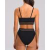 imageHolipick High Waisted Bikini Sets for Women Tummy Control Two Piece Swimsuit Mesh Sport Bathing Suit with BottomBlack