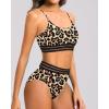imageHolipick High Waisted Bikini Sets for Women Tummy Control Two Piece Swimsuit Mesh Sport Bathing Suit with BottomLeopard