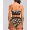 imageHolipick High Waisted Bikini Sets for Women Tummy Control Two Piece Swimsuit Mesh Sport Bathing Suit with BottomLeopard