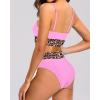 imageHolipick High Waisted Bikini Sets for Women Tummy Control Two Piece Swimsuit Mesh Sport Bathing Suit with BottomPink