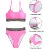 imageHolipick High Waisted Bikini Sets for Women Tummy Control Two Piece Swimsuit Mesh Sport Bathing Suit with BottomPink