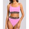 imageHolipick High Waisted Bikini Sets for Women Tummy Control Two Piece Swimsuit Mesh Sport Bathing Suit with BottomPink