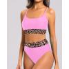 imageHolipick High Waisted Bikini Sets for Women Tummy Control Two Piece Swimsuit Mesh Sport Bathing Suit with BottomPink