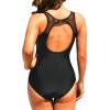 imageHolipick Women High Neck One Piece Mesh Swimsuits Full Coverage Bathing Suits Slimming SwimwearSolid Black