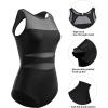 imageHolipick Women High Neck One Piece Mesh Swimsuits Full Coverage Bathing Suits Slimming SwimwearSolid Black