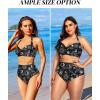 imageHolipick Women High Waisted Bikini Set Two Piece Swimsuit Tummy Control Bathing Suit Vintage Halter SwimwearBlack Sun Moon