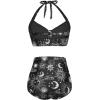 imageHolipick Women High Waisted Bikini Set Two Piece Swimsuit Tummy Control Bathing Suit Vintage Halter SwimwearBlack Sun Moon