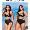 imageHolipick Women High Waisted Bikini Set Two Piece Swimsuit Tummy Control Bathing Suit Vintage Halter SwimwearBlack and Flower