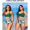 imageHolipick Women High Waisted Bikini Set Two Piece Swimsuit Tummy Control Bathing Suit Vintage Halter SwimwearGreen Floral