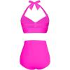 imageHolipick Women High Waisted Bikini Set Two Piece Swimsuit Tummy Control Bathing Suit Vintage Halter SwimwearHot Pink